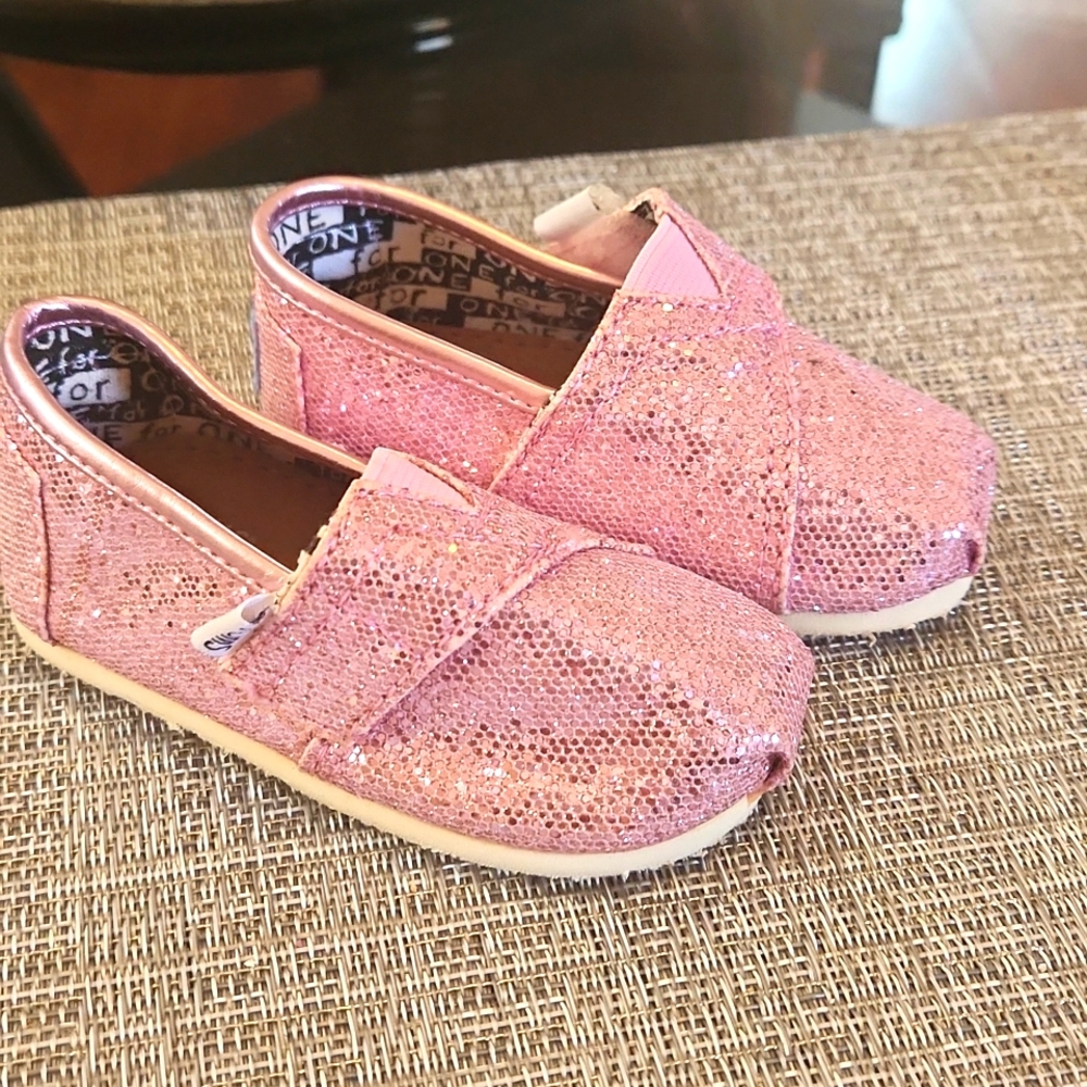Toms toddler alpargatas flats glitter T4 pink